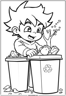 Goku sorting trash