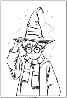 Harry Potter smiling and holding a wand
