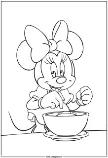 Minnie Mouse making breakfast