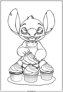 Stitch baking cupcakes