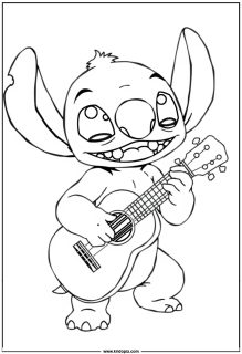 Stitch playing the ukulele