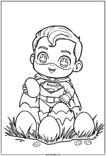 Superman collecting Easter eggs